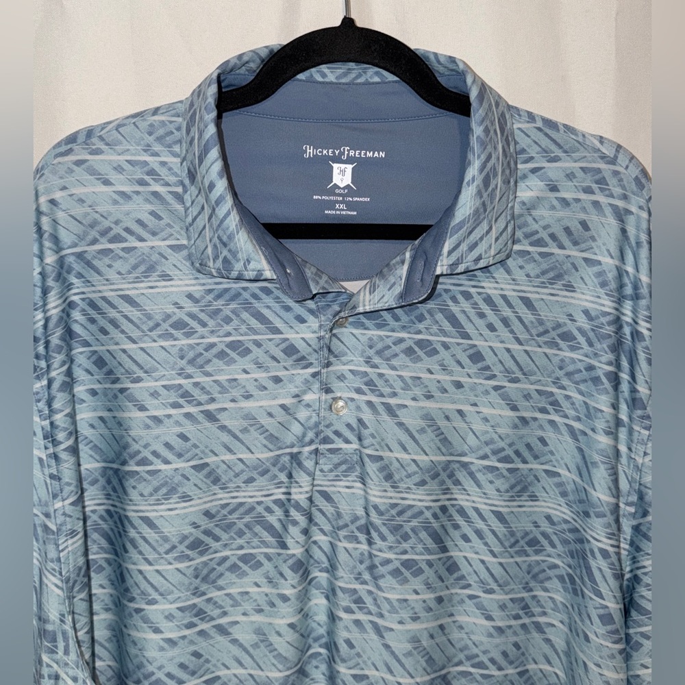 Hickey Freeman Golf Polo Shirt Mens 2XL Blue Performance Sport Preppy Casual XXL